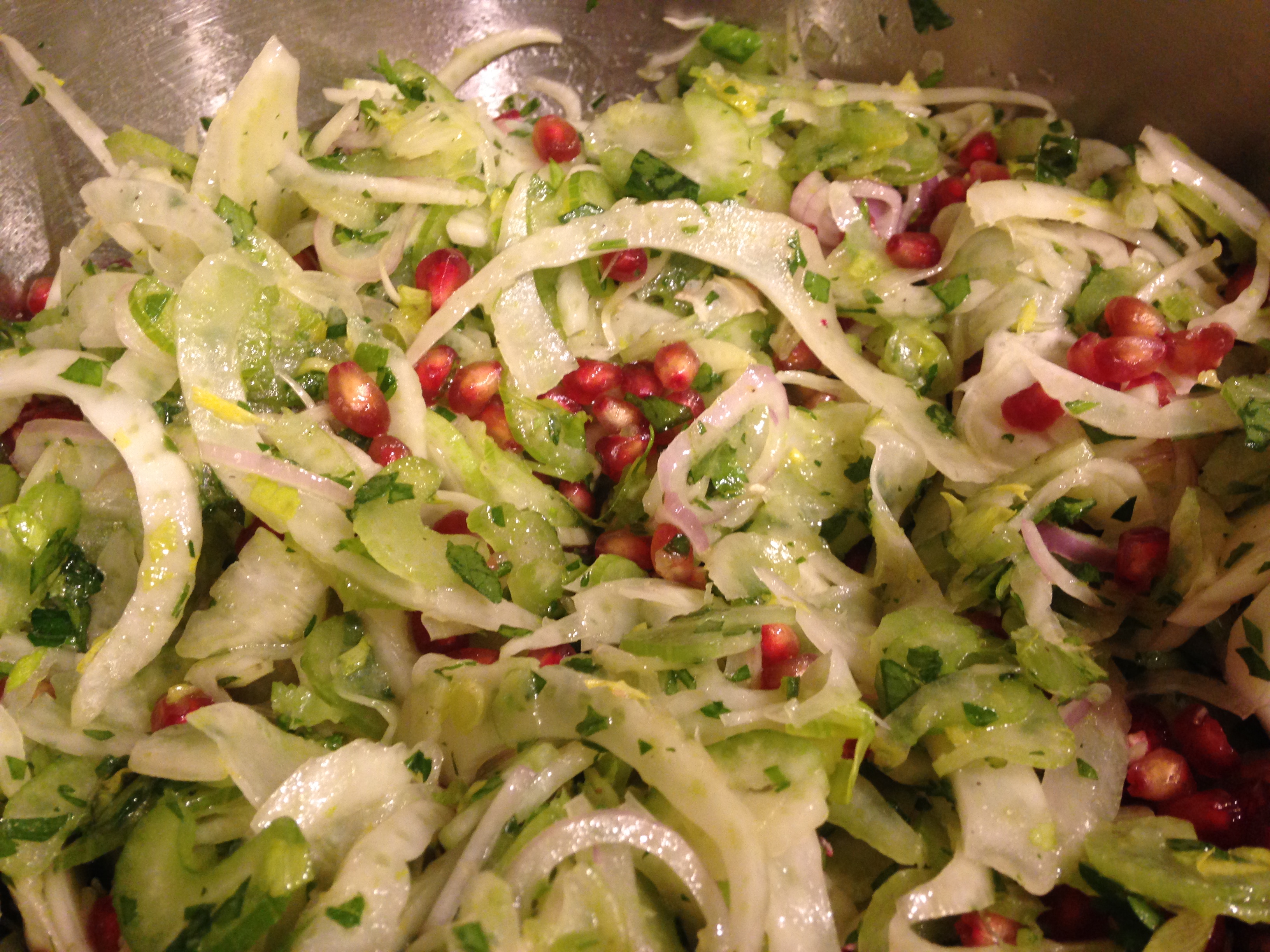 Completed Fennel, Celery & Pomegranate Salad
